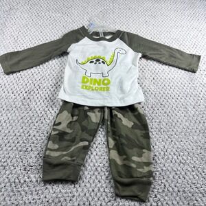 Swiggles Infant Boys Dino Explorer Raglan Shirt & Camo Pants Set 12 Months